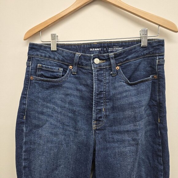 Old Navy O.G. Straight High-Rise Denim Blue Jeans Women’s Size 8 Button Fly - Picture 3 of 10